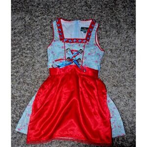 Kitzo Alpen Austria Kids Dirndl Dress Red Floral Size 86/92 – Good Condition